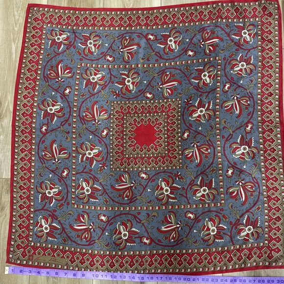 Anne Klein Silk Scarf Red Gray Large - Picture 1 of 5